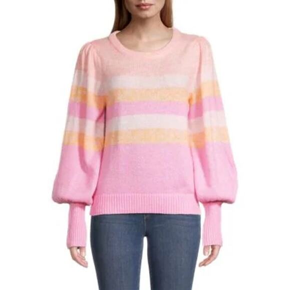 Lilly Pulitzer Ritza Striped Sweater In Lilac Wool Blend Barbiecore Coquette XS - Picture 2 of 13